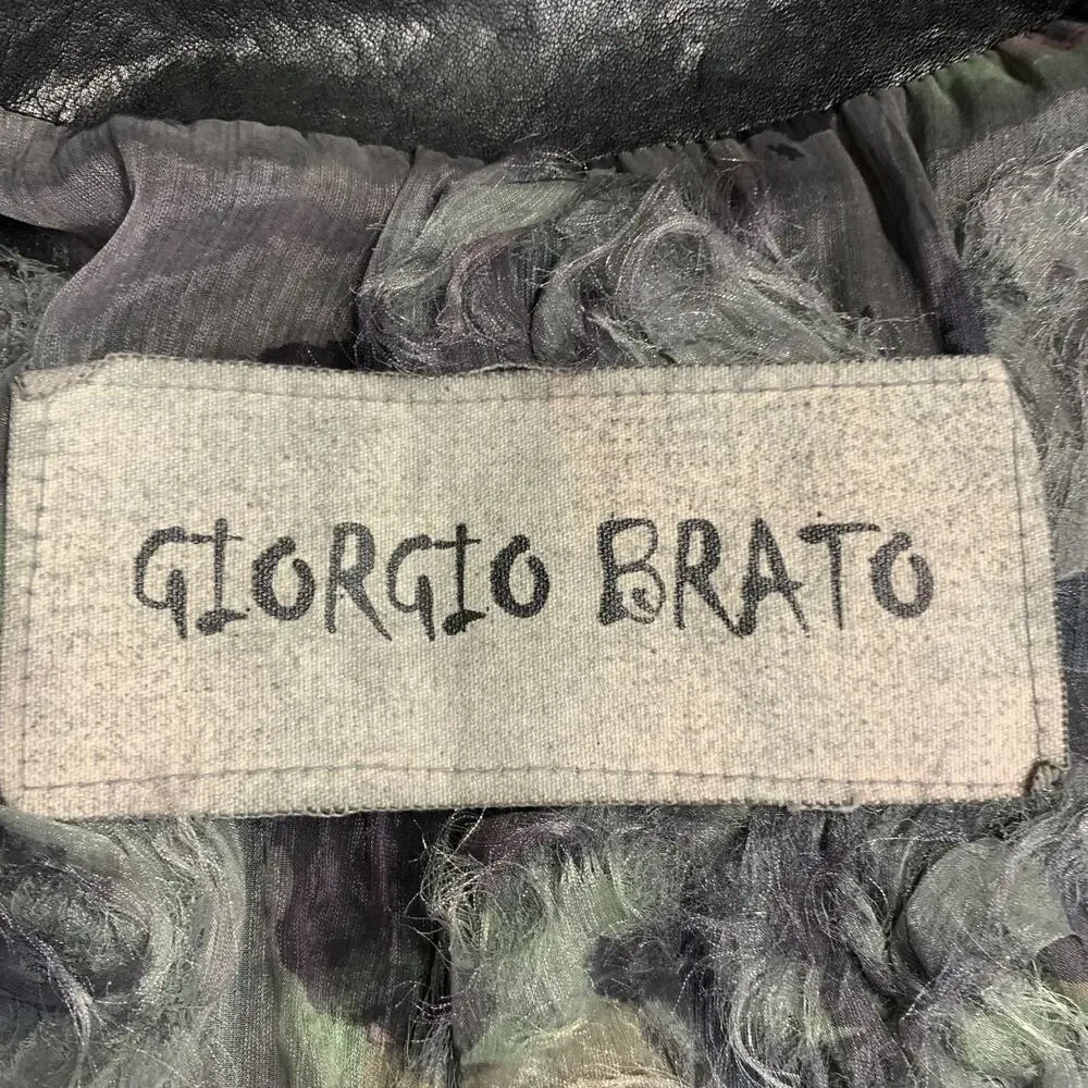 GIORGIO BRATO Size 6 Black Leather Double Breasted Belted Longline Vest - Picture 6 of 9